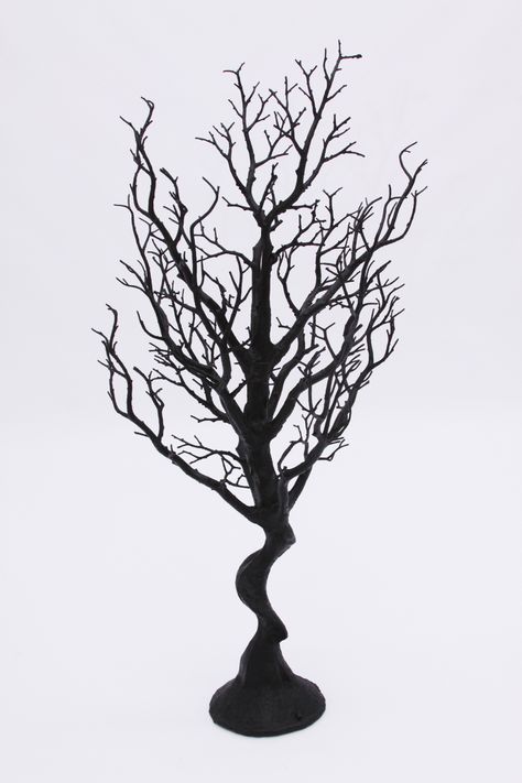 27" Manzanita Centerpiece Wedding Tree - Black $37.99  www.cvlinens.com Black And Purple Centerpiece Ideas, Manzanita Centerpiece, Wrap Flowers, Tree Centerpiece, Branch Centerpieces, Manzanita Tree, Centerpieces Party, Simple Wedding Decorations, Wedding Tree