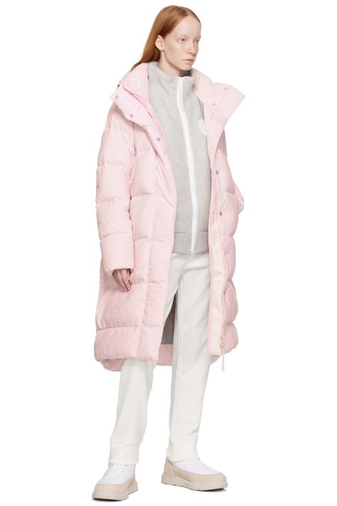 Canada Goose: Pink Byward Down Parka | SSENSE Canada Satin Coat, Down Parka, Duck Down, Detachable Hood, Press Studs, Knit Cuff, Canada Goose, Patch Logo, Parka