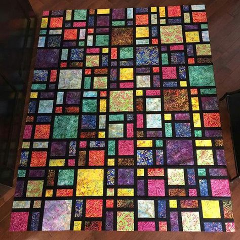 Batik's Stained Glass Quilt Landscape Art Quilts, Stained Glass Quilt, Colorful Quilt, Scrappy Quilt Patterns, Quilts Decor, Batik Quilts, Amish Quilts, Scrap Quilt Patterns, Patchwork Quilt Patterns