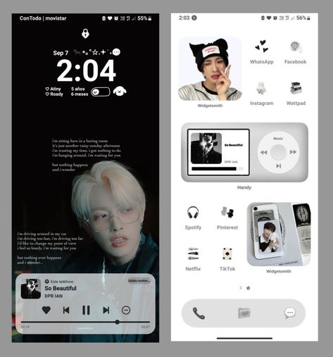 Ateez - Hongjoong and Seonghwa How To Decorate Your Phone, Hongjoong And Seonghwa, Organize Phone Apps, Themes For Mobile, Samsung Home, Secret Photo, Ateez Hongjoong, Iphone Home Screen Layout, Home Themes