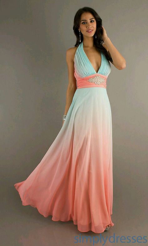 Pastel pink and blue ombre Aqua Bridesmaid Dresses, Ombre Bridesmaid Dresses, Turquoise Bridesmaid, Turquoise Bridesmaid Dresses, Beach Wedding Attire, Coral Bridesmaid Dresses, Ombre Dress, Wedding Bridesmaid Dresses, Wedding Attire