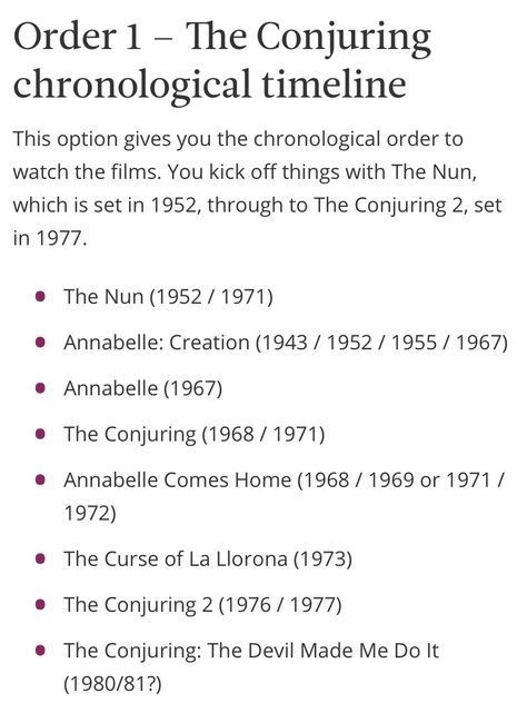 Conjuring Timeline, The Nun, Chronological Order, The Conjuring, Quick Saves