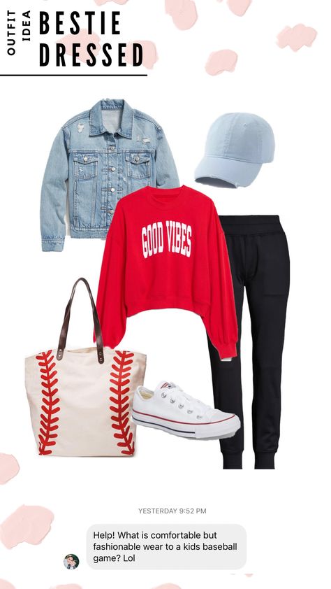 Casual baseball game outfit. Mom outfit Baseball Game Outfit Pregnant, T Ball Outfit, Mom Basketball Game Outfit, Softball Mom Outfits Summer, Softball Mom Outfits Spring, Baseball Practice Outfit, Mom Baseball Outfits, Sports Mom Outfit Spring, Summer Baseball Mom Outfits