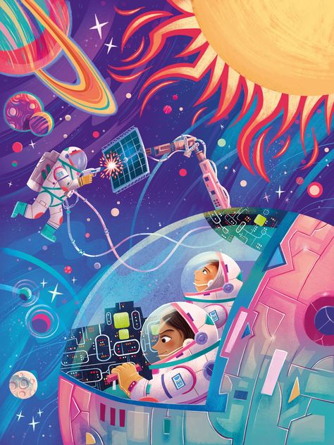 Blast off into the cosmos of creativity! Discover the secrets to stellar space illustrations, from cosmic challenges to celestial styles. Astronaut Illustration, Art Character Design, Space Illustration, Illustration Ideas, Astronauts In Space, Common Themes, The Cosmos, Space Crafts, Space Travel