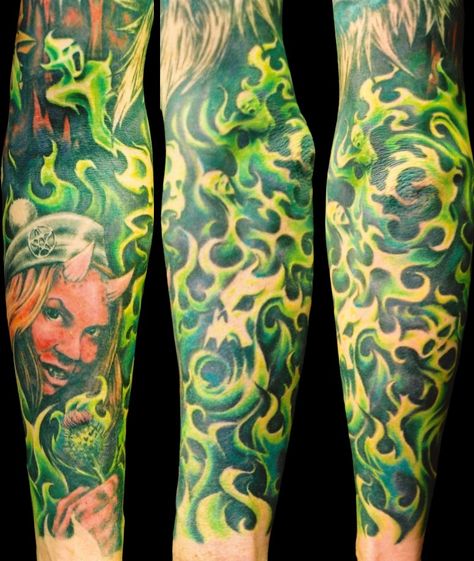 Blue Flame Tattoo, Flame Tattoo, Green Tattoos, Skull Hand Tattoo, Dragon Sleeve Tattoos, Tattoo Background, Full Sleeve Tattoo Design, Flame Tattoos, Tattoo Inspiration Men