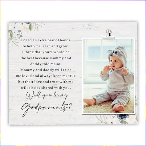 FDFHOME Thank You Gift For Godparents Godparents Picture Frame from Godchild, God Parents Presents, Will You Be My Godparents Do You Want To Be My Godparents Ideas, Asking Friends To Be Godparents, Baptismal Invitation For Godparents, Godparent Proposal Poem, Asking People To Be Godparents, Nursery Picture Frames, Godparent Gifts, Special Words, God Parents