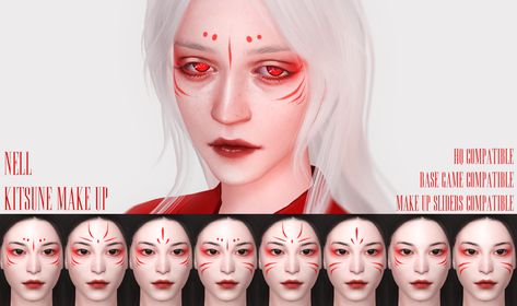 Creature Reference, Fox Makeup, Sims Poses, Blush Face, Makeup Cc, Sims 4 Anime, Sims 4 Cc Makeup, Tumblr Sims 4, Sims 4 Dresses