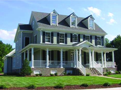 Farmhouse Style 2 story 4 bedrooms(s) House Plan with 2973 total square feet and 3 Full Bathroom(s) from Dream Home Source House Plans Black Shutters, Farmhouse Floor Plans, Farmhouse Style House Plans, Casas Coloniales, Country House Plan, Farmhouse House, House Plans Farmhouse, Country House Plans, Best House Plans