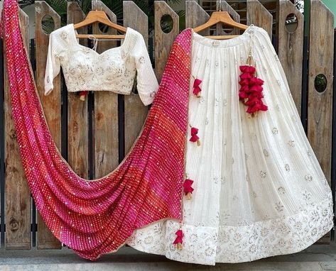 "Bollywood Indian Anarkali Party Pakistani Lehenga Choli Heavy Wedding lengha Occasion : Function, Festival,Wedding,Evening,Etc *_LEHENGA CHOLI DETAIL_* _FABRIC : Georgette_ _FLAIR : 3meter😍_ _WORK : Sequance Cotton Embroidery work_ _Inner : Ultra satin _ _Semi Stitched_ _Up to 44\" Size (LENGTH : 42\")_ *CANVAS ALSO COMES* *_CHOLI DETAIL_* _FABRIC : Georgette_ _WORK : Sequance Embroidery_ _Un-Stitched 0.80 Meter_ _Up to 46\" Size Available_ *_DUPATTA DETAIL_* _ Creape Dupatta (2.2mtr)_ _Bandha White Lehenga For Holi, White Ghagra Choli, White Lehenga Look, White Lehenga Choli, Lehenga Saree Design, White Lehenga, Simple Lehenga, Georgette Lehenga, Indian Outfits Lehenga