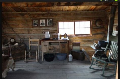 Rustic...finally Old Log Cabin Interior, Old Cabin Interior, Rustic Small Cabin, Rustic Cabin Interior, Old Log Cabin, Cabin Homes Interior, Small Cabin Interiors, Old Cabins, Old Cabin