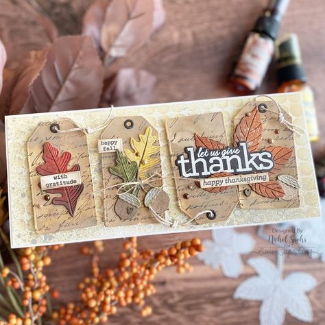 Buckeye Leaf, Making The Cut, Old Letters, Leaf Cards, Thanksgiving Design, Distress Oxide Ink, Distress Oxides, Shrink Plastic, Design Stamps