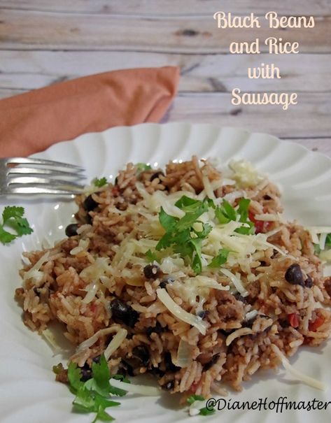 Sausage Recipe, easy Sausage Recipe, easy mexican recipes, healthy mexican recipes, black beans and rice, beans and rice recipe, easy dinner recipe Sausage And Black Beans, Rice With Sausage, Easy Sausage Recipes, Sausage And Rice, Rice Black Beans, Healthy Mexican Recipes, Black Beans And Rice, Sausage Recipe, Beans And Rice