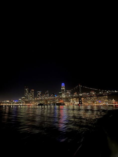 san francisco, night views, city at night, sf, ferry ride at night Downtown San Francisco At Night, Sf Night Aesthetic, San Fransico Aesthetic Night, City’s At Night, Sf At Night, San Francisco Night Aesthetic, California Aesthetic Night, Late At Night Aesthetic, Late Night City Aesthetic