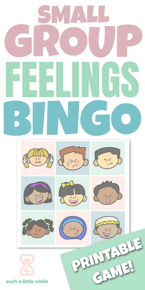 Small Group Feelings Bingo Printable Game! By Such a Little While Feelings Bingo, Emotional Development Activities, Social Emotional Learning Games, Feelings Games, Teaching Emotions, Bingo Games For Kids, Social Emotional Learning Lessons, School Counseling Activities, Bingo For Kids