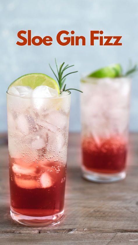 The Sloe Gin Fizz is made with sloe gin, lemon juice, simple syrup, and club soda, which gives it a fizzy texture. #SloeGinFizz Sloe Gin Fizz Recipe, Slow Gin Fizz, Sloe Gin Cocktails, Sloe Gin Fizz, Gin Fizz Recipe, Gin Based Cocktails, Gin And Soda, Gin Fizz Cocktail, Fizz Cocktail