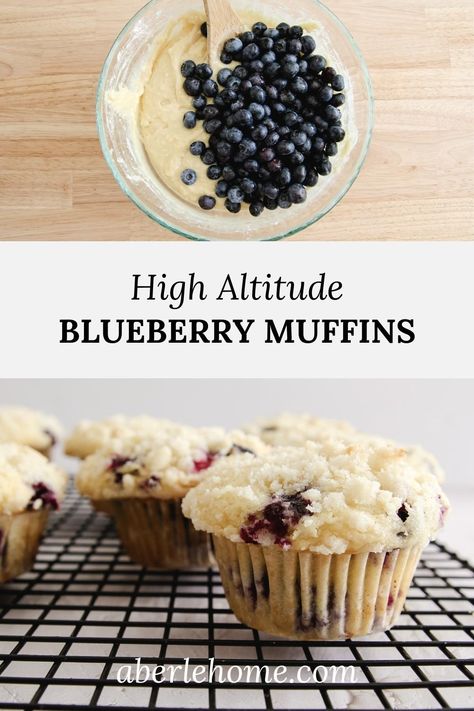 High Altitude Biscuit Recipe, Frozen Blueberry Muffins, High Altitude Cake Recipe, Blueberry Crumb Muffins, Moist Blueberry Muffins, Chocolate Pumpkin Muffins, Homemade Blueberry Muffins, High Altitude Baking, Best Blueberry Muffins