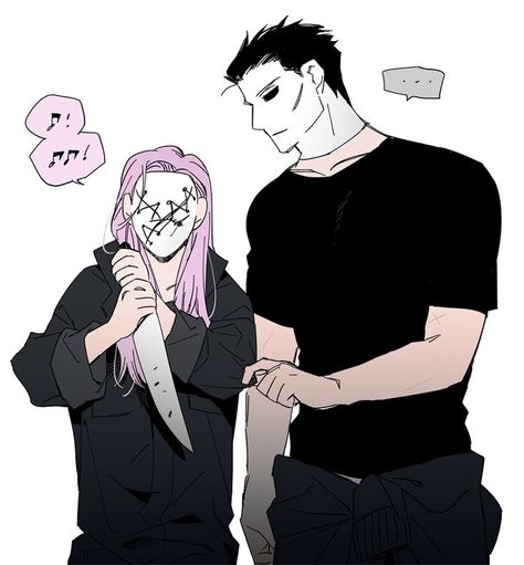 Susie And Ghostface, This Could Be Us But, Horror Humor, Michael Myers Art, Horror Anime, Scary Movie Characters, Dead By Daylight, Funny Horror, Horror Movie Art