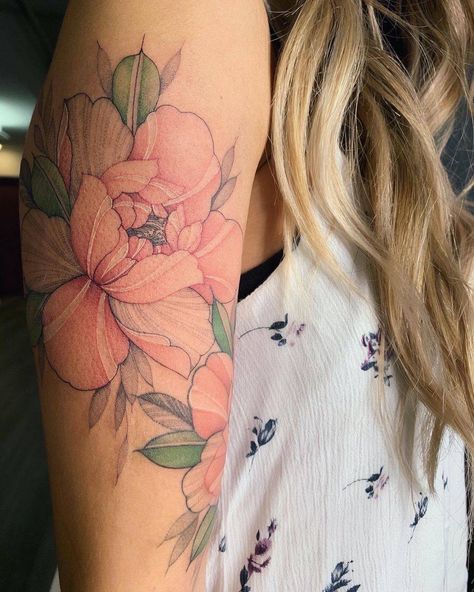 Peony Tattoo Color, Constellation Pictures, Painted Cats, Luck Tattoo, Peony Tattoo, Floral Tattoo Sleeve, Peonies Tattoo, Tattoo Equipment, Wrist Tattoos For Women