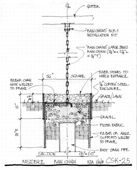 Corner Window Architecture, Rain Chains Gutter Downspout Ideas, Water Collection System, The Sound Of Rain, Detail Arsitektur, Rain Chains, Architecture Design Drawing, Rain Chain, Architecture Concept Drawings