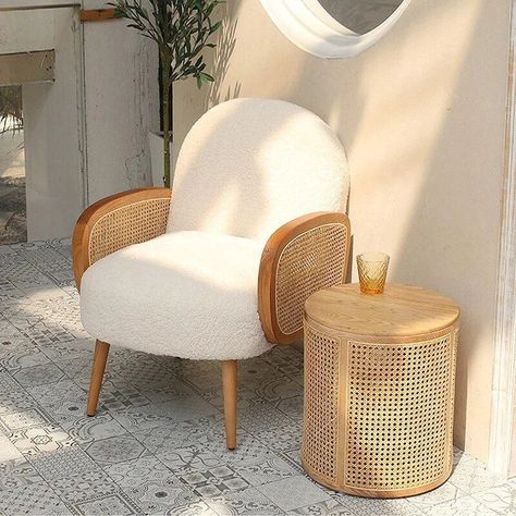 Storage Rattan, Tight Back Sofa, Single Couch, Modern Velvet Sofa, Balcony Chairs, Rattan Side Table, Japanese Minimalism, Single Sofa Chair, Japandi Style