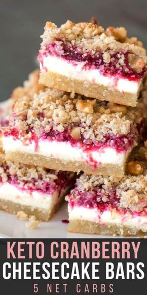 Almond Flour Shortbread, Cranberry Cheesecake Bars, Keto Cranberry, Shortbread Cookie Crust, Pecan Crumble, Cranberry Cheesecake, Postre Keto, Vanilla Cheesecake, Low Carb Dessert