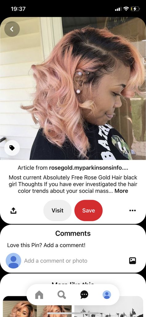 Colored Hair On Black Women, Colored Curly Hair, Rose Gold Hair, Colored Hair, Hair Black, Gold Hair, Hair Color Trends, Haircut Ideas, Rose Gold Color