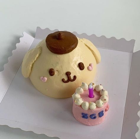 Pompompurin Birthday, Pompompurin Cake, Sanrio Cake, Sanrio Food, Cake Bento, Shaped Cake, Simple Birthday, Simple Birthday Cake, Cool Birthday Cakes