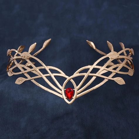 Goddess Cosplay Forehead Round Elves Crowns Tiara Women Man Vintage Leaf Headband Bridal Hair Accessories Crown Wedding Headwear - AliExpress 36 Forehead Tiara, Goddess Cosplay, Ruby Tiara, Tiara Collection, Headband Bridal Hair, Hair Accessories Crown, Leaf Headband, Wedding Headwear, Leaf Crown