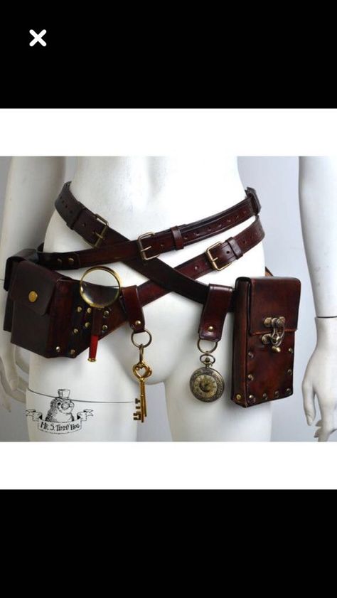 Fantasy Belt Design, Utility Belt Concept Art, Diy Pirate Accessories, Pirate Accessories Diy, Pirate Poses Reference, Renfaire Accessories, Pirate Belt, Thigh Bag, Pirate Cosplay