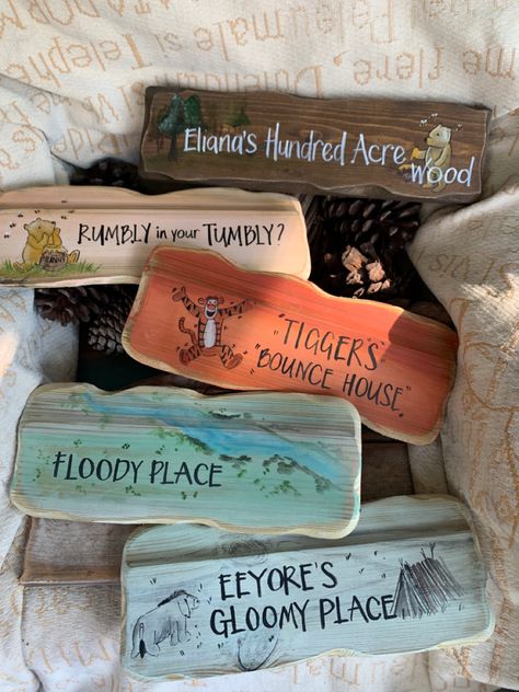 Diy Hundred Acre Wood Sign, Hundred Acre Wood Sign, Diy Winnie The Pooh, 100 Acre Wood, Leaky Cauldron, Childrens Bedroom Decor, Hundred Acre Woods, Ministry Of Magic, Signs Diy