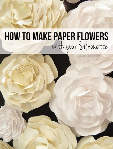 Decorate your home for any festivity with this pretty and easy DIY Paper Flowers tutorial! This helpful how-to can also be used to beautify boring furniture! Make Paper Flowers, Silhouette Cameo Crafts, Silhouette Paper, Silhouette Cameo Tutorials, Silhouette Tutorials, How To Make Paper Flowers, Silhouette Ideas, Fabric Roses, Make Paper