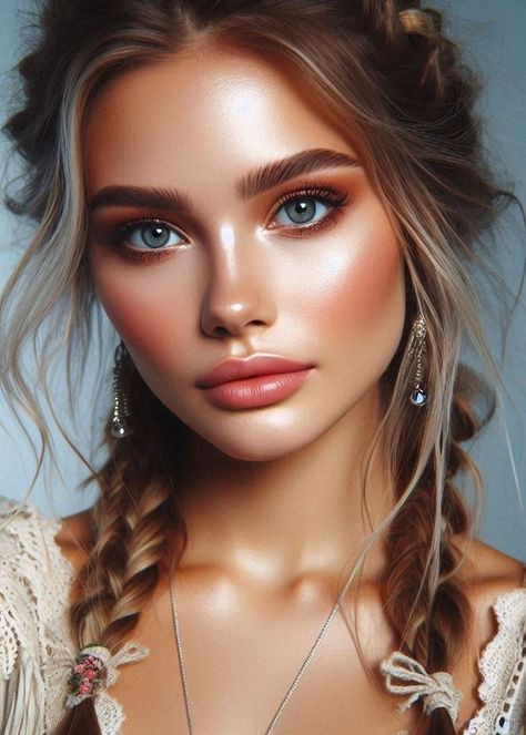 Boho Makeup Must-Haves: Ditch the Rules, Embrace Freedom - makeupguidance.com Retro Makeup Looks, Peachy Eyeshadow, Boho Makeup, Smokey Eye Easy, Romantic Makeup, Embrace Natural Beauty, Makeup Drawing, Nude Lip Gloss, Cowgirl Look