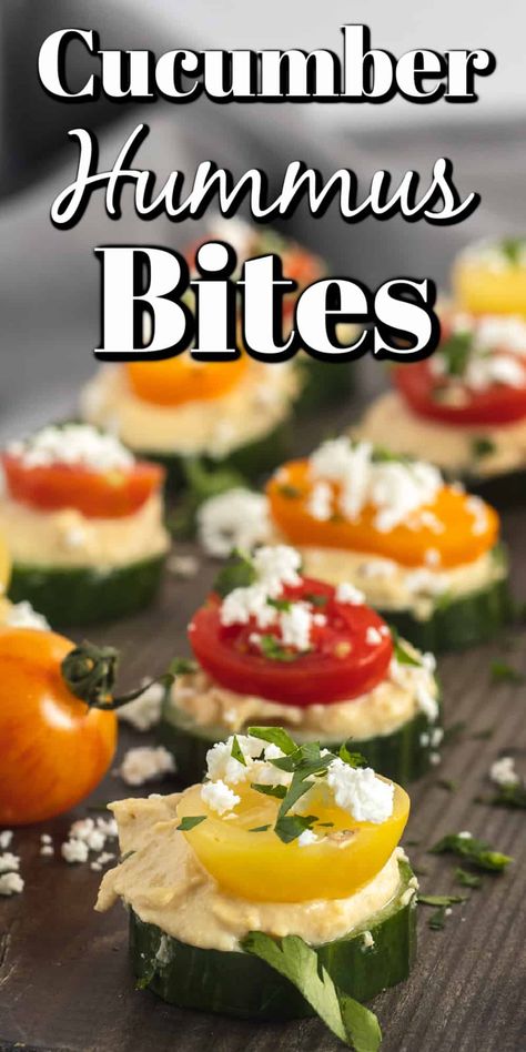 Appetizer Without Cheese Appetizers, Vegetarian Appetizers Finger Foods, Vegetarian Hot Appetizers For Party, Small Bites Appetizers Vegetarian, Light And Fresh Appetizers, Cucumber Hummus Appetizer, Fresh Vegetable Appetizers, Healthy Vegetable Appetizers, Easy Veggie Appetizers For A Party