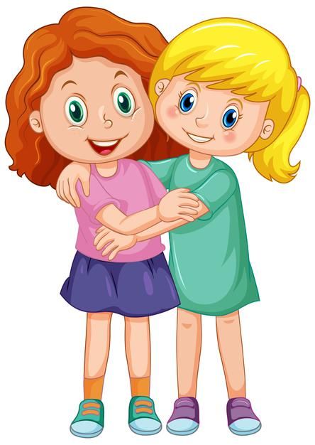 4 Sisters Cartoon, Girls Hugging Each Other, Sister Cartoon, Arabic Baby Girl Names, Sister Clipart, Sisters Drawing, Fox Crafts, Baby Learning Activities, Cartoon Image