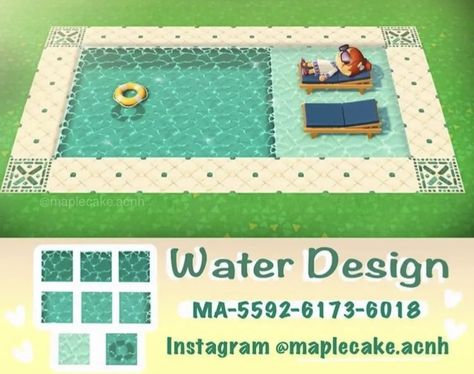 Animal Crossing Pool Design Code, Cottagecore Theme, Acnh Path, Pond Animals, Acnh Paths, Ac New Leaf, Town Ideas, Acnh Codes, Animal Crossing Qr Codes Clothes