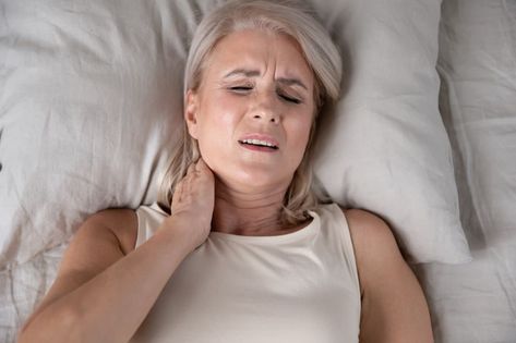 How can you get neck pain from sleeping? Pretty easily! Here's why it happens and how to relieve your neck pain. Forward Head Posture Exercises, Text Neck, Upper Back Muscles, Neck And Shoulder Muscles, Forward Head Posture, Weight Bearing Exercises, Posture Exercises, Bone Strength, Stiff Neck