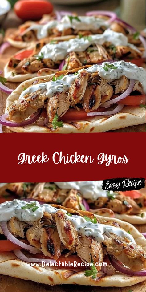 Chicken Gyros Recipe, Greek Chicken Gyros, Gyros Recipe, Chicken Gyro Recipe, Chicken Gyro, Gyro Recipe, Chicken Flatbread, Fresh Dishes, Chicken Gyros