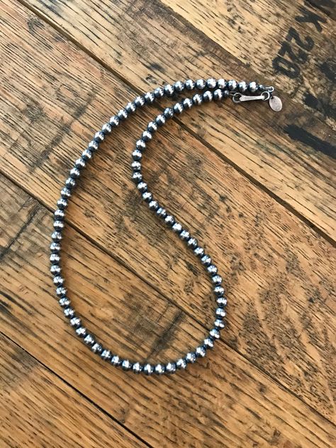 The Maverick 5mm Pearl Necklace from Callie Co. Silver! Shop Pay Available. We Ship Nationwide! Available in 14-inch, 16-inch, 18-inch, 24-inch, 30-inch, and 36-inch lengths. Handmade to perfection for a timeless look. Pearl Beaded Necklace, Navajo Pearls, Turquoise Accents, Necklace Collection, Native Jewelry, Matching Bracelet, Western Jewelry, Silver Shop, Matching Bracelets