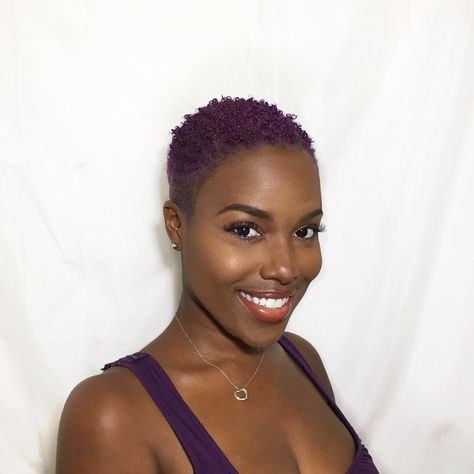 Purple Short Natural Hair - TWA - Manic Panic Purple Haze - @NiaHope Purple Short Hair Black Women, Purple Twa, Black And Purple Hair Short, Purple Short Hair, Black And Purple Hair, Red Hair Cuts, Purple Hair Short, Purple Black Hair, Natural Hair Dye