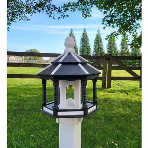 Bird Feeder Mini Poly Gazebo Bird Feeder Amish Handmade Made in USA Multiple Colors - Etsy Gazebo Bird Feeder, Birdhouses Bird Feeders, Brown Teal, Large Backyard, Green Clay, Backyard Birds, Bird Feeder, Outdoor Settings, Wall Color