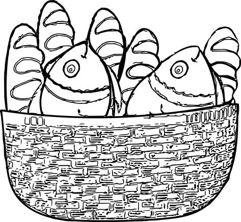 cool 5 Loaves And 2 Fish Basket Coloring Page 5 Fish And 2 Loaves Craft, Two Fish And Five Loaves Craft, 5 Loaves And 2 Fish Coloring Page, Five Loaves And Two Fish Craft, 5 Loaves And 2 Fish Craft, 5 Loaves And 2 Fish, Loaves And Fishes, Sunday School Printables, Fish Printables