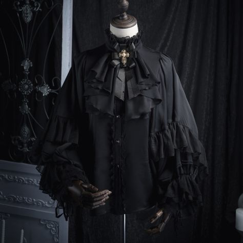 Dark Ouji Fashion, Ouija Fashion Male, Gothic Victorian Aesthetic Outfit, Victorian Gothic Suit, Ouji Aesthetic, Gothic Ouji Fashion, Gothic Suits, Ouji Fashion Male, Vampire Blouse