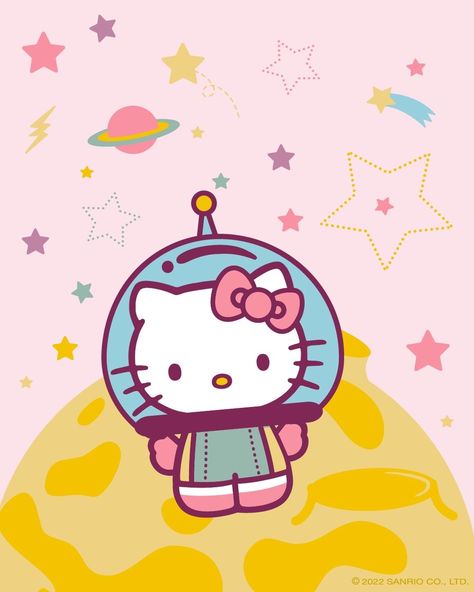 Astronaut Hello Kitty, Hello Kitty Space, Hello Kitty Senior, Hk Tattoo, Sanrio Icons, Office Posters, Cover Wallpaper, Office Poster, Hello Kitty Cartoon