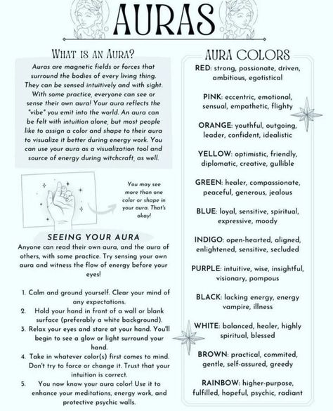 Aura Reading Color Meanings, Seeing Auras Exercise, Types Of Auras, How To Read Auras, How To See Aura, Aura Colors Meaning, Colors Meaning, Archangel Prayers, Nature Magic