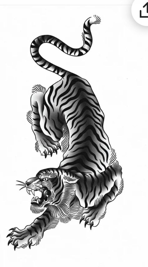 Shaded Tiger Tattoo, Balinese Tiger Tattoo, Traditional Tiger Tattoo Black And Grey, Snarling Tiger Tattoo, Korean Tiger Tattoo South Korea, Crouching Tiger Tattoo, Old School Tiger Tattoo, Asian Tiger Tattoo, Traditional Vietnamese Tattoo