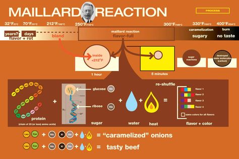 Chemistry of Maillard Reaction                              … Molecular Gastronomy Recipes, Food Chemistry, Maillard Reaction, Studying Food, Molecular Gastronomy, Food Science, Chemical Reactions, Flavored Water, How To Cook Steak