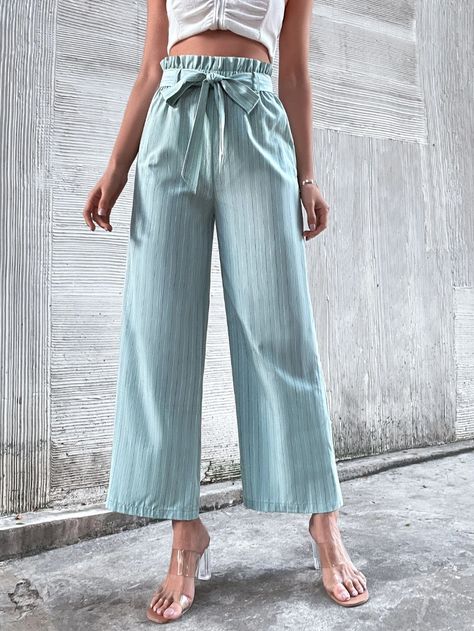 Baggy High-waisted Wide Leg Pants With Elastic Waistband, Light Wash Wide-leg Pants With Elastic Waistband, Zara Wide-leg Pants With Elastic Waistband, Zara Light Blue Wide-leg Bottoms, Beach Wide-leg Pants With Elastic Waistband, Wide Pants, Leg Pants, Waist Belt, Paper Bag