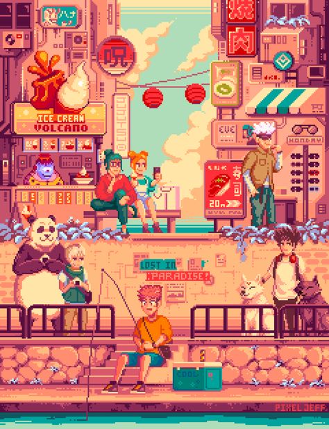 ArtStation - Lost in Paradise, Pixel Jeff Pixel Jeff, Pixel Art Wallpaper, Lost In Paradise, Pixel Art Background, Pixel Animation, Pixel Art Tutorial, Arte 8 Bits, Cool Pixel Art, Pixel Art Games