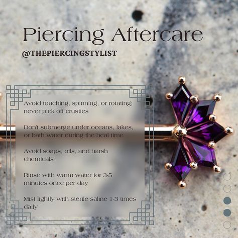 @thepiercingstylist on Instagram: “There is a LOT of aftercare information out there, this is just a simplified version. This does not include steps for an oral piercing…” Piercing Chart, Pretty Ear Piercings, After Care, Piercing Aftercare, Piercing Studio, Sell My Art, Body Modifications, Tattoos Ideas, Nose Piercing