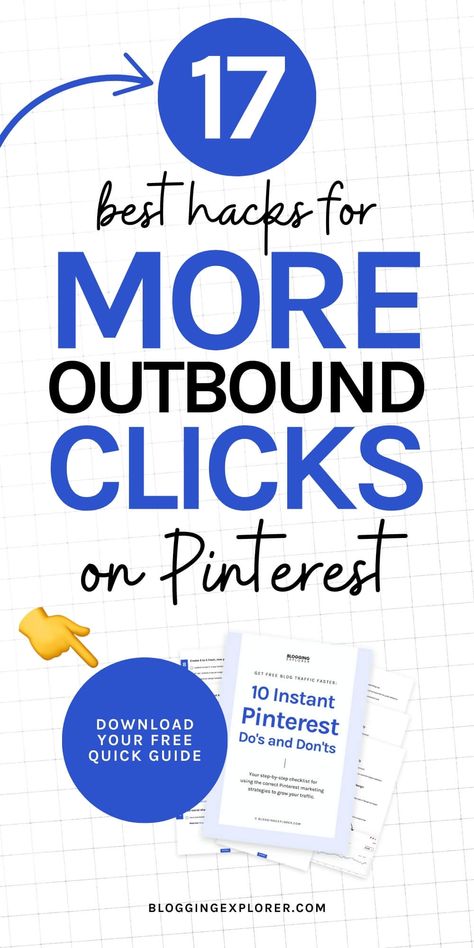 Steal my best Pinterest traffic techniques to get more outbound clicks on Pinterest! If you're serious about increasing blog traffic and growing your business faster through Pinterest marketing, these proven tips and tricks are the easiest way to grow your reach, get more impressions, generate more Pinterest followers, and ultimately increasing your outbound clicks through to your website, blog, or online shop. Save these Pinterest for business tips for later! via @bloggingexplorer Learn Pinterest, Pinterest Followers, Seo Guide, Increase Blog Traffic, Pinterest Traffic, Pinterest Templates, Pinterest Marketing Strategy, Pinterest Strategy, Blog Tools